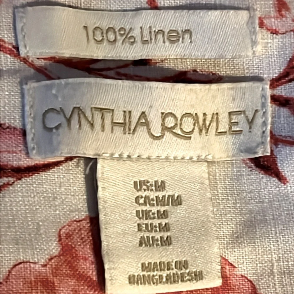 Cynthia Rowley 100% Linen Short Sleeve Floral Top Size M - Picture 10 of 11